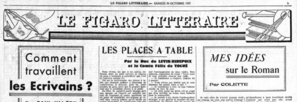 Figaro Littéraire du 30 octobre 1937